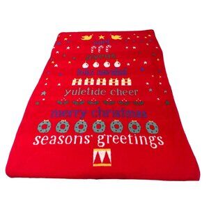 Vuteks Crown Craft Virgin Acrylic Pile Throw Blanket 60"x80" Merry Christmas Vtg
